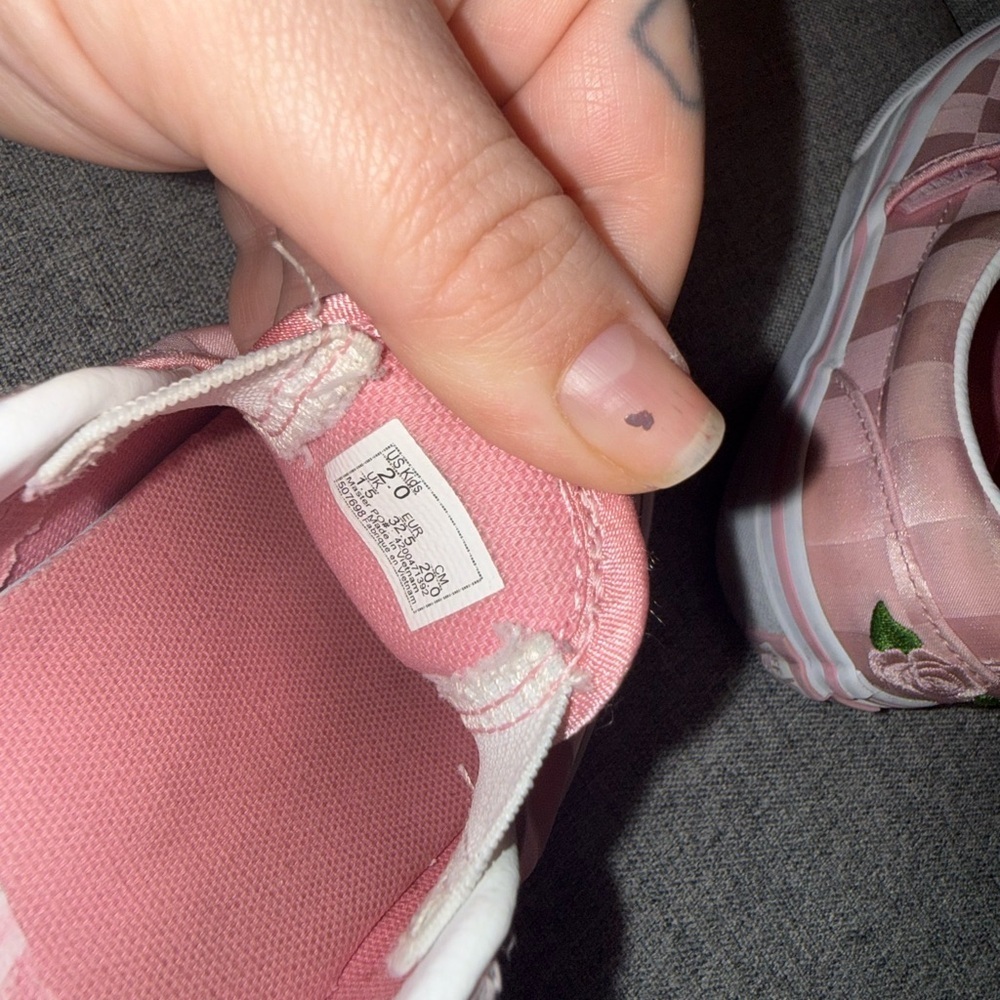 Vans Kids Little Girls Pink and White Checkered Slip-On Sneakers Girls Size 2 - Picture 8 of 16